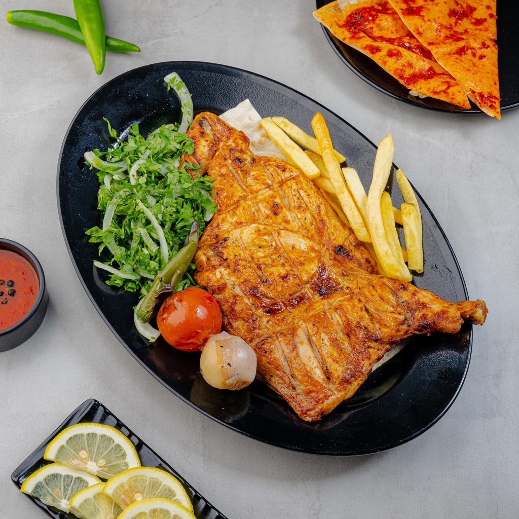 Half charcoal grilled chicken