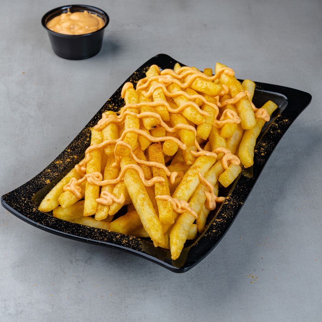 French fries with hot sauce