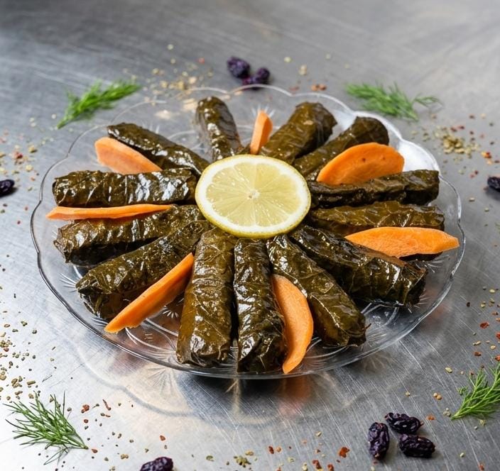 Plate of grape leaves