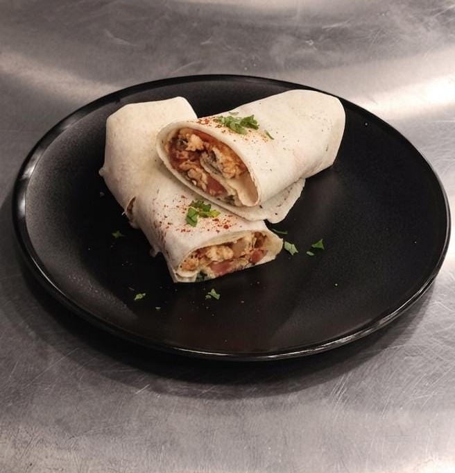 Shakshouka sandwich in saj bread