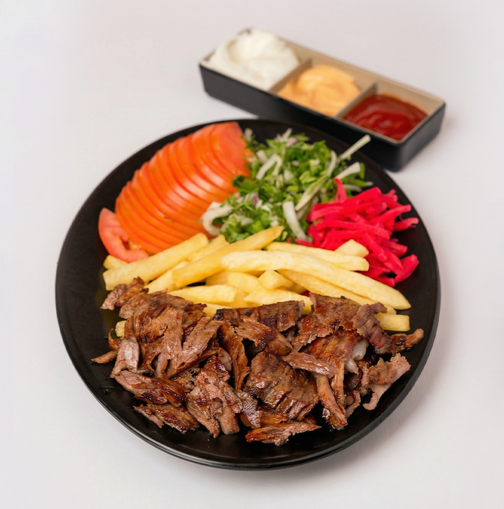 Plate of beef shawarma