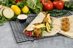 sandwich falafel with eggs and hummus